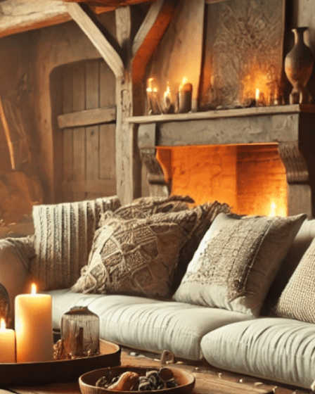 Rustic cozy home interior featuring warm lighting, organic textures, and earthy tones featured image