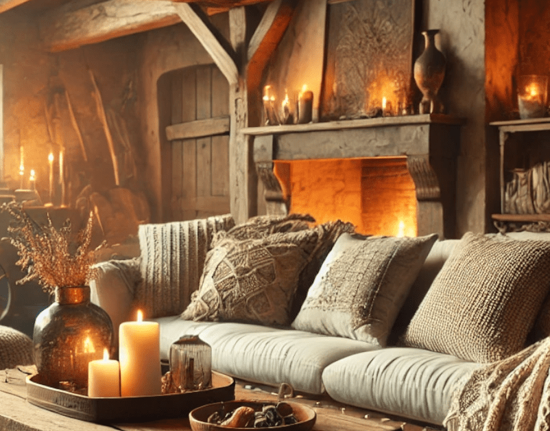 Rustic cozy home interior featuring warm lighting, organic textures, and earthy tones featured image