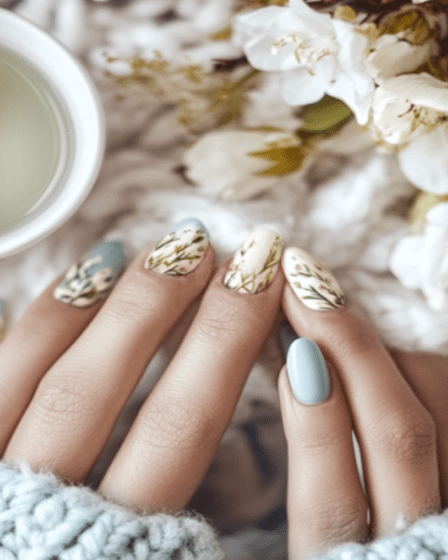 Beautifully Styled Spring Look March Inspired Nails and Nail Art Close-Up